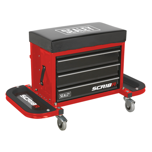 Mechanic's Utility Seat & Toolbox - Red (SCR18R)