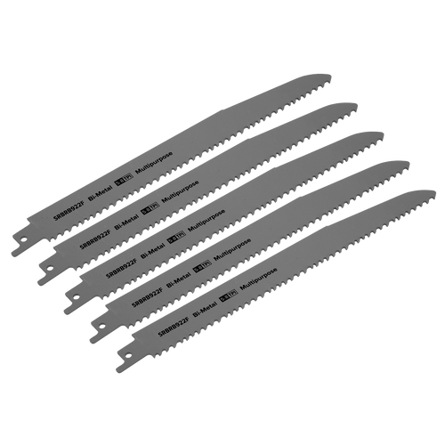 Reciprocating Saw Blade Multipurpose 230mm 5-8tpi - Pack of 5 (SRBRB922F) Reciprocating Saw Blade Multipurpose 230mm 5-8tpi - Pack of 5 (SRBRB922F)