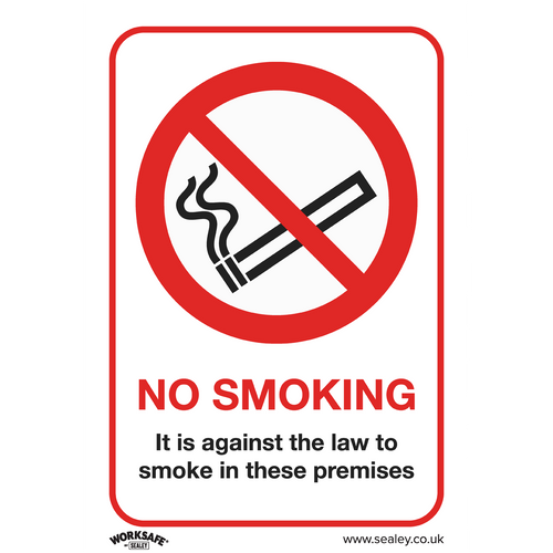 Prohibition Safety Sign - No Smoking (On Premises) - Rigid Plastic (SS12P1)