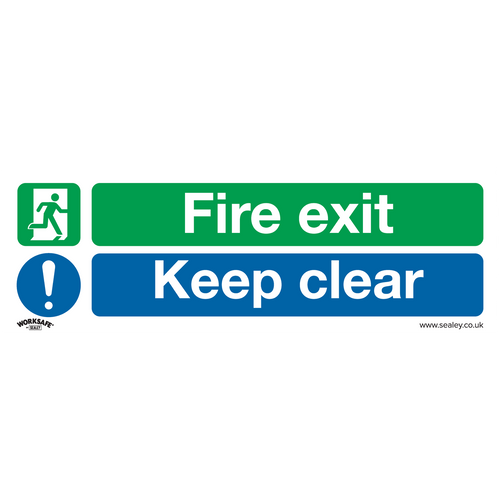 Safe Conditions Safety Sign - Fire Exit Keep Clear - Self-Adhesive Vinyl - Pack of 10 (SS18V10)