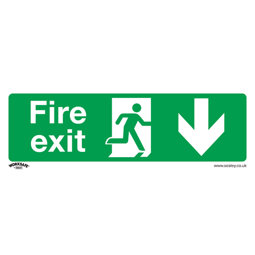 Safe Conditions Safety Sign - Fire Exit (Down) - Self-Adhesive Vinyl - Pack of 10 (SS22V10)