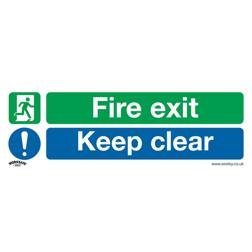 Safe Conditions Safety Sign - Fire Exit Keep Clear (Large) - Rigid Plastic (SS32P1)