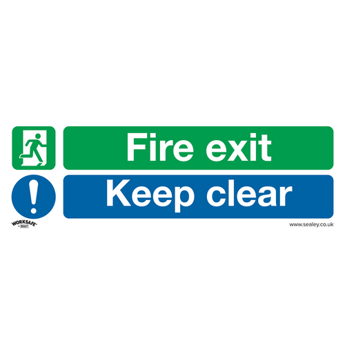 Safe Conditions Safety Sign - Fire Exit Keep Clear (Large) - Self-Adhesive Vinyl (SS32V1)