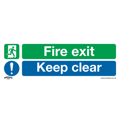 Safe Conditions Safety Sign - Fire Exit Keep Clear (Large) - Self-Adhesive Vinyl - Pack of 10 (SS32V10)