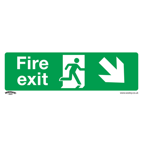 Safe Conditions Safety Sign - Fire Exit (Down Right) - Rigid Plastic (SS36P1)