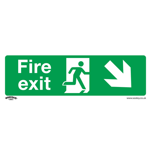 Safe Conditions Safety Sign - Fire Exit (Down Right) - Self-Adhesive Vinyl (SS36V1)