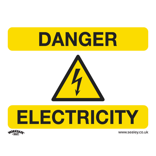 Warning Safety Sign - Danger Electricity - Self-Adhesive Vinyl - Pack of 10 (SS41V10)
