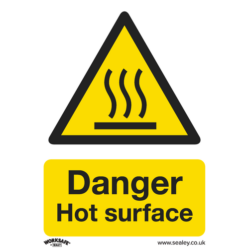 Warning Safety Sign - Danger Hot Surface - Self-Adhesive Vinyl - Pack of 10 (SS42V10)