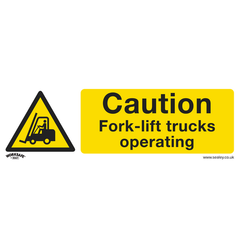 Warning Safety Sign - Caution Fork-Lift Trucks - Self-Adhesive Vinyl (SS44V1)