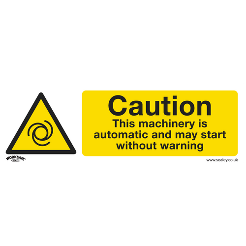Warning Safety Sign - Caution Automatic Machinery - Rigid Plastic - Pack of 10 (SS47P10)