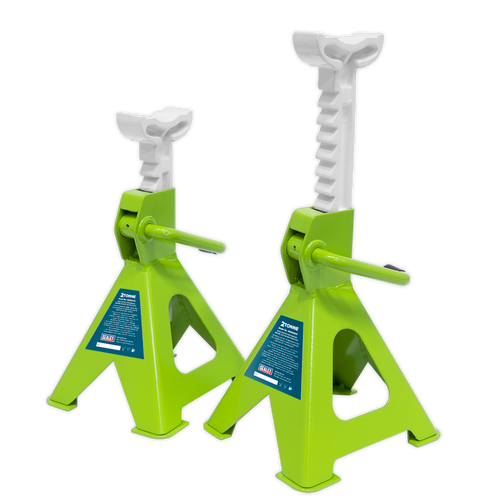 Axle Stands (Pair) 2tonne Capacity per Stand Ratchet Type - Hi-Vis Green (VS2002HV)