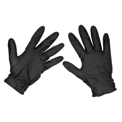 Sealey Black Diamond Grip Extra-Thick Nitrile Powder-Free Gloves Large - Pack of 50