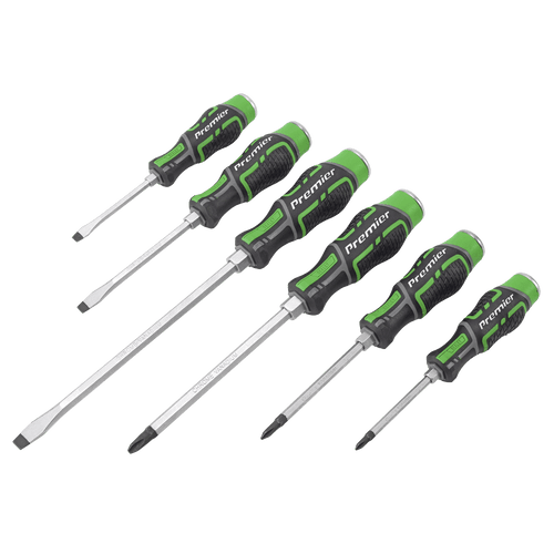 Sealey Hammer-Thru Screwdriver Set Hi-Vis Green 6pc