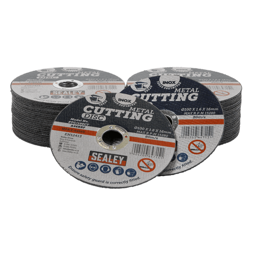 Sealey Cutting Disc Pack of 50 ¯100 x 1.6mm ¯16mm Bore