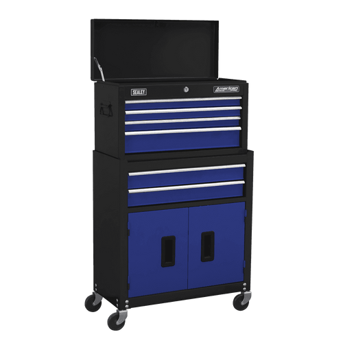 Sealey Topchest & Rollcab Combination 6 Drawer with Ball-Bearing Slides - Blue
