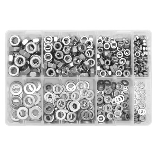 Sealey Stainless Steel Nut and Washer Assortment 500pc M5-M10 (AB077NW)