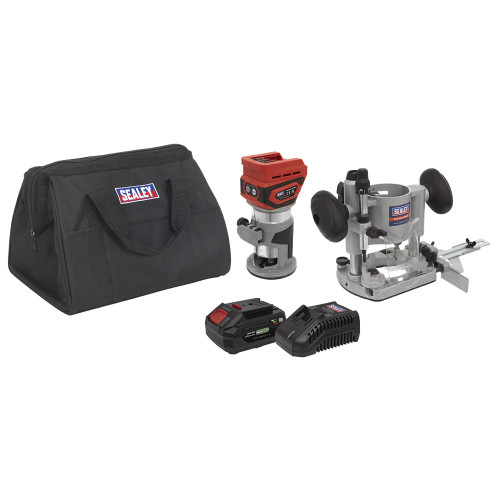 Sealey 20V SV20 Series Cordless Trimming Router Kit 4Ah - 1 Battery (CP20VTRKIT1)