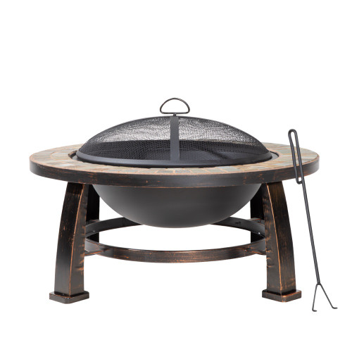 Sealey Dellonda 30" Deluxe Traditional Style Fire Pit/Fireplace/Outdoor Heater - Slate (DG111)