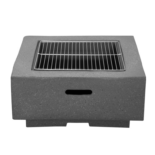 Sealey Dellonda Square MgO Fire Pit with BBQ Grill, Safety Mesh Screen and Fire Poker, Magnesium Oxide, Suitable for Wood and Charcoal - Dark Grey - DG193 (DG193)