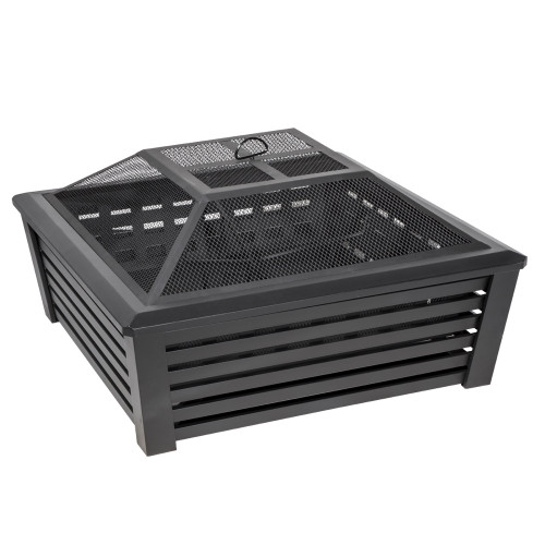 Sealey Dellonda 35" Square Outdoor Fire Pit, Black (DG43)