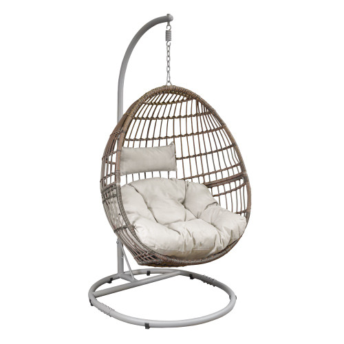 Sealey Dellonda Egg Hanging Swing Chair, Wicker Rattan Basket, Steel Frame, Single (DG60)