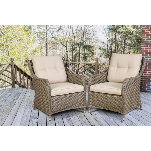 Sealey Dellonda Chester Rattan Wicker Outdoor Lounge Chairs with Cushion, Brown (DG69)