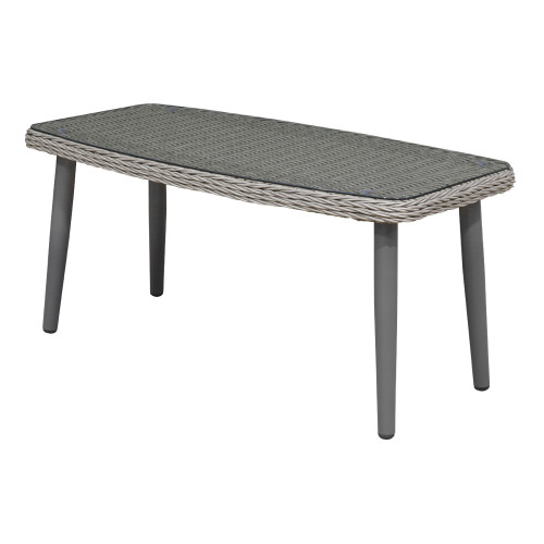 Sealey Dellonda Buxton Rattan Wicker Outdoor Coffee Table with Tempered Glass Top, Grey (DG81)