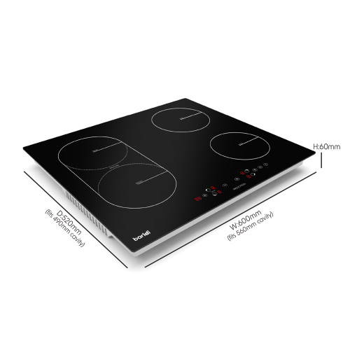 Sealey Baridi 60cm Built-In Induction Hob with Bridge Zone, 4 Cooking Zones, 2800W, Boost Function, 9 Power Levels, Touch Control & Timer (DH178)