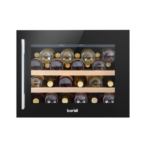 Sealey Baridi 60cm Built-In 28 Bottle Wine Cooler with Beech Wood Shelves and Internal LED Light, Black (DH205)