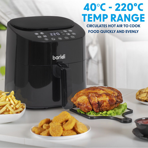 Sealey Baridi 3.5L Low Fat Air Fryer with Digital Rapid Air Oil Free Circulation System, 1300W, 8 Presets (DH60)