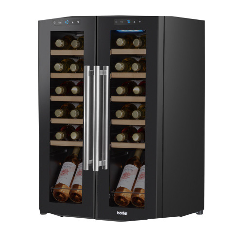 Sealey Baridi 24 Bottle Dual Zone Wine Cooler, Fridge, Touch Screen, LED Light Black and Mirror Glass Door (DH97)