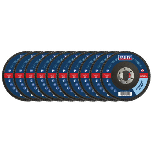 Sealey 60Grit Flap Discs Zirconium Ø115mm Ø22mm Bore - Pack of 10 (FD1156010) Sealey 60Grit Flap Discs Zirconium Ø115mm Ø22mm Bore - Pack of 10 (FD1156010)