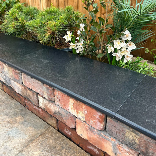 Single Bullnose Black Limestone Coping Stone (600x300mm)