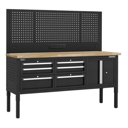 Sealey Superline PRO Modular Workbench with 6 Drawers & Cupboard Wooden Worktop 1830mm (APMWB72COMBO2W) Sealey Superline PRO Modular Workbench with 6 Drawers & Cupboard Wooden Worktop 1830mm (APMWB72COMBO2W)