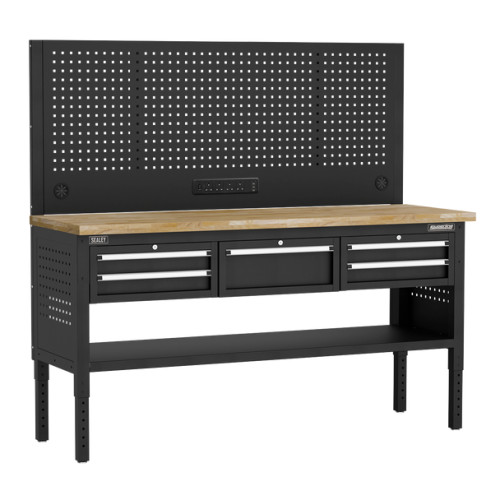 Sealey Superline PRO Modular Workbench with 5 Drawers Wooden Worktop 1830mm (APMWB72COMBO3W) Sealey Superline PRO Modular Workbench with 5 Drawers Wooden Worktop 1830mm (APMWB72COMBO3W)