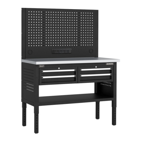 Sealey Superline PRO Modular Workbench with 4 Drawers Stainless Steel Worktop 1265mm (APMWB50COMBO2SS)
