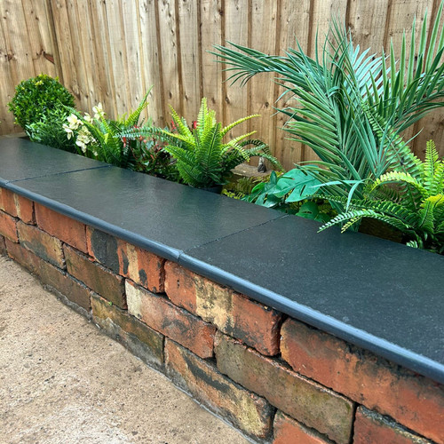 Double Bullnose Black Limestone Coping Stone (600x300mm)