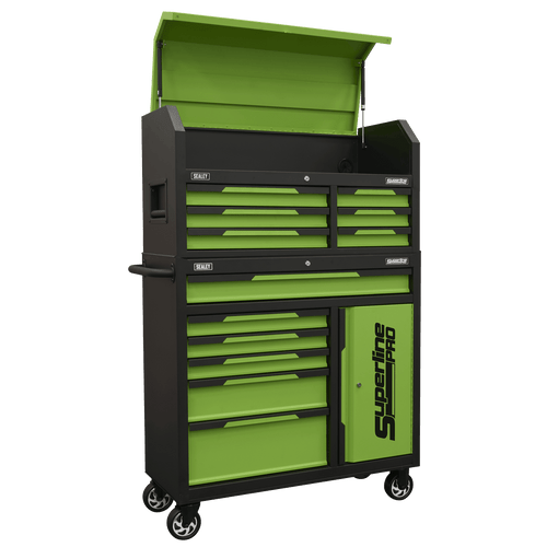 Sealey Superline Pro Topchest & Rollcab Combination 12 Drawer & 1 Door Cupboard - Green (AP1080HVG)