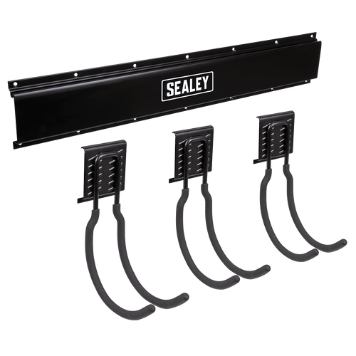 Sealey Wall Mounting Storage Rail with 3 Large Hooks (APHKIT8)
