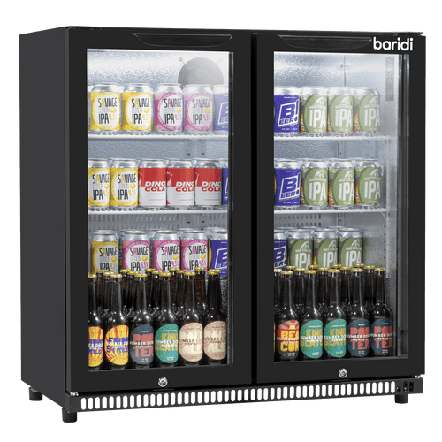 Sealey Baridi Hinged Double Door, Back Bar Drinks Fridge/Cooler, 190L Capacity (DH272)