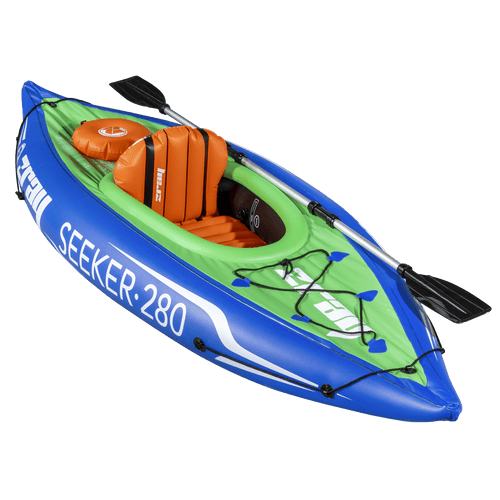 Sealey Dellonda Inflatable One-Person Kayak/Canoe Set with Pump, Carry Bag & Aluminium Oar - Blue/Green (DL154)
