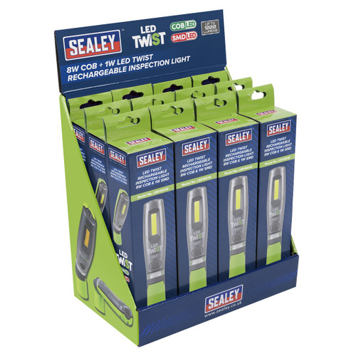 Sealey LED Twist Rechargeable Inspection Light, Green - Box of 12 (LED1001GDB)