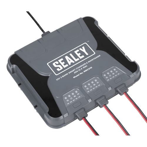 Sealey 3 Bank 12V Smart Charger & Maintainer 30A (3 x 10A) (MBC310)