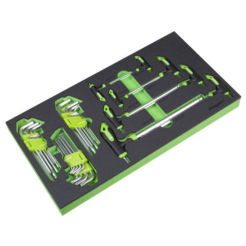 Sealey Siegen T-Handle & Standard Hex/TRX-Star* Key Set with Tool Tray 35pc (S01280)