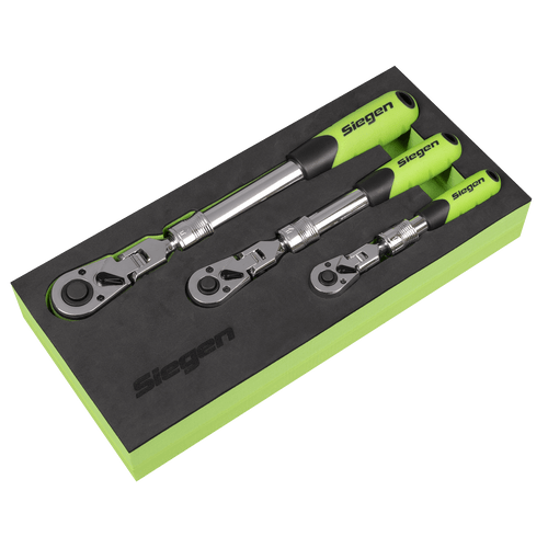 Sealey Siegen Extendable Flexi-Head Ratchet Wrench Set 3pc (S01297)
