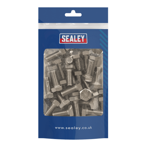 Sealey Stainless Steel Hex Head Set Screw M10 X 25 A2, DIN 933 - Pack of 25 (S1025)