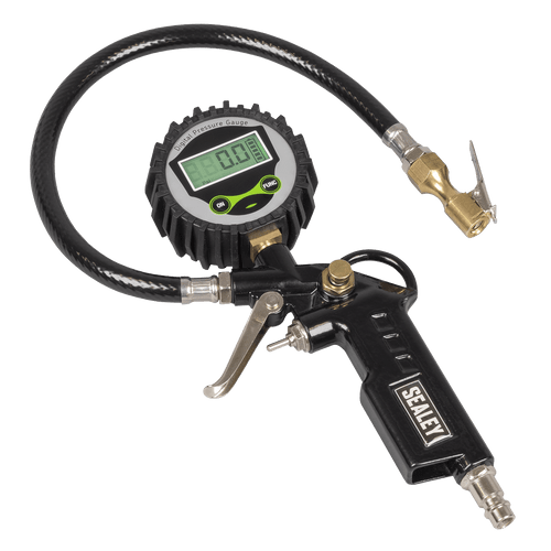 Sealey Digital Pistol Grip Tyre Inflator with Clip-On Connector (SA332D)