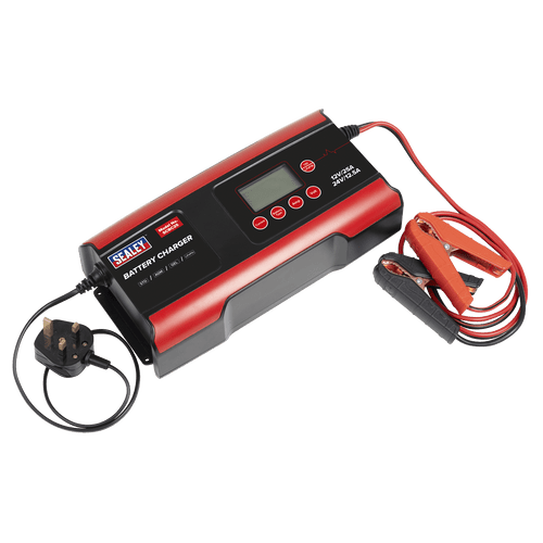 Sealey 12/24V Compact Smart Battery Charger and Maintainer 25A (SCBC25)
