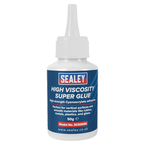 Sealey High Viscosity Super Glue - Cyanoacrylate Adhesive, Fast-Bonding Formula 50g - Clear (SCS305S)