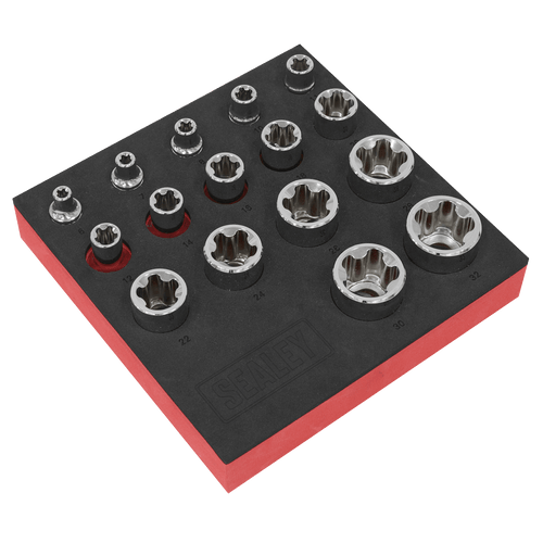 Sealey TRX-P EPR Socket Set 1/4", 3/8" & 1/2"Sq Drive 16pc (SX096)